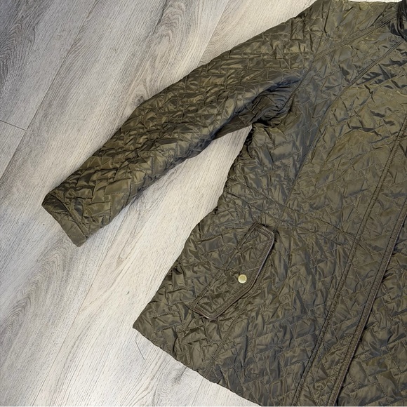 Cole Haan Quilted Jacket Womens XL Green Mid Length Full Zip Insulated Pockets - Picture 3 of 11